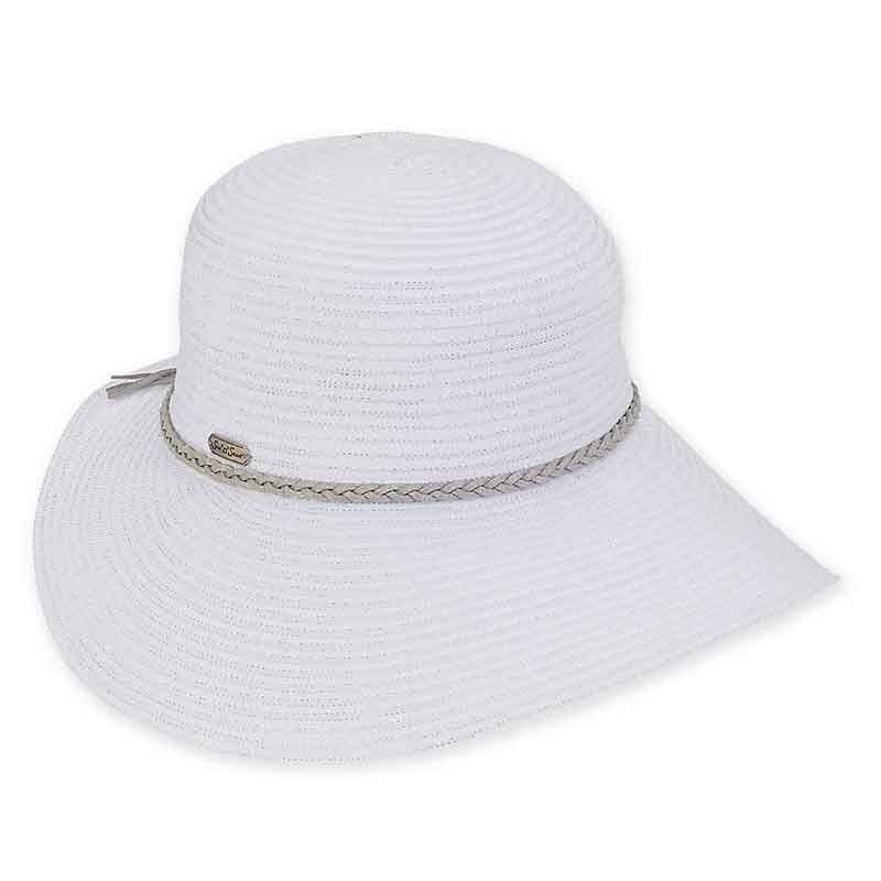 Asymmetrical Brim Ribbon Hat with Metallic Thread - Sun 'N' Sand Hat Facesaver Hat Sun N Sand Hats HH2418A White Medium (57 cm) 