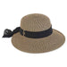 Large Women's Hats: Asymmetrical Brim Sun Hat with Sash - Sun 'N' Sand Hats Wide Brim Hat Sun N Sand Hats HH1797Dxl Black Tweed Large (59 cm) 