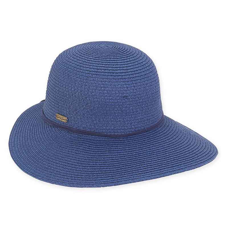 XL Size Women's Hats: Sun Hat with Leatherette Tie - Sun 'N' Sand Hats Wide Brim Hat Sun N Sand Hats HH2384Exl Navy Extra-Large (61 cm) 