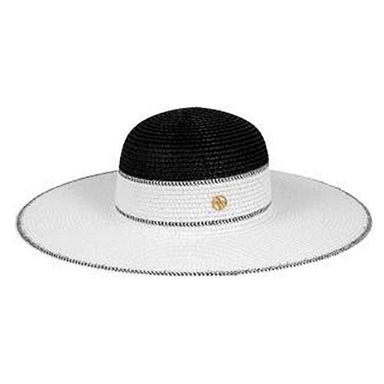 Black and White Wide Brim Summer Hat - Adrianne Vittadini Wide Brim Sun Hat MAGID Hats av118wh White  