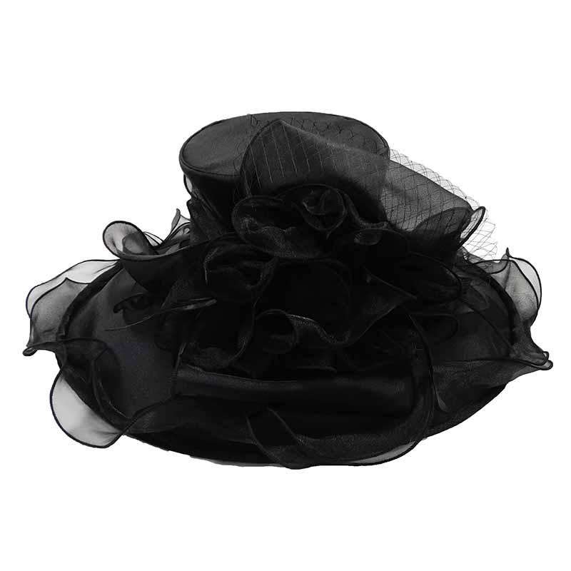 Large Organza Hat with Netting and Feather Accent Dress Hat Something Special Hat    