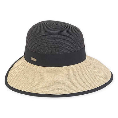 Large Size Women's Hats: Two Tone Facesaver Hat - Sun 'N' Sand Hats Facesaver Hat Sun N Sand Hats HH2169XL C Black / Natural Large (59 cm) 