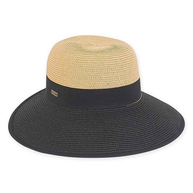 Large Size Women's Hats: Two Tone Facesaver Hat - Sun 'N' Sand Hats Facesaver Hat Sun N Sand Hats HH2169XL A Tan / Black Large (59 cm) 