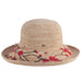 Bagatelle Crocheted Raffia Straw Hat with Floral Embroidery - Scala Hats Wide Brim Sun Hat Scala Hats LR756 Natural  
