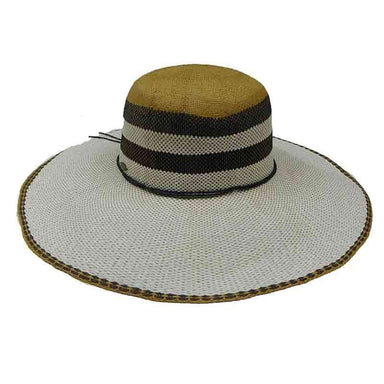 Striped Crown Bangkok Toyo Wide Brim Summer Floppy Hat - Scala Hats Wide Brim Sun Hat Scala Hats lt228nv Navy  