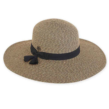 Large Size Women's Hats: Beach Hat with Tassel - Sun 'N' Sand Hats Wide Brim Sun Hat Sun N Sand Hats HH2031Bxl Black Tweed Large (59 cm)