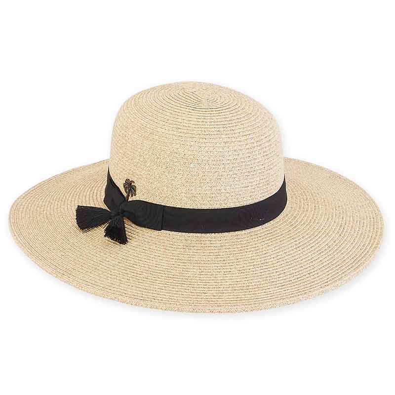 Large Size Women's Hats: Beach Hat with Tassel - Sun 'n' Sand Hats Natural Tweed / Large (59 cm)