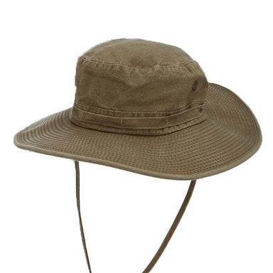 Cotton Floatable Brim Boonie with Chin Strap - DPC Outdoor Hats Bucket Hat Dorfman Hat Co. bh214khs Khaki S/M (55 -57 cm) 