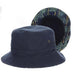Reversible Cotton Bucket Hat with Tropical Print Underbrim - Dorfman Hats Bucket Hat Dorfman Hat Co. BH223NVm Navy Medium (22.5") 