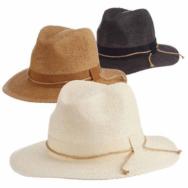 Bibury Bangkok Toyo Safari Hat with Rope Tie - Scala Collezione Safari Hat Scala Hats lt227 Ivory  