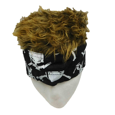 Skull Black Bandana with Brown Hair Cap Milani Hats    