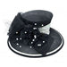 Black and White Sinamay Dress Hat with Satin Band, Dress Hat - SetarTrading Hats 