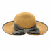Split Back Sun Hat with Grey Linen Bow - Boardwalk Style Wide Brim Hat Boardwalk Style Hats da1831 Grey Medium (57 cm) 