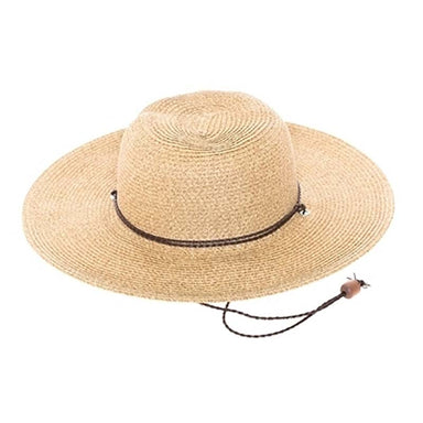 Classic Straw Sun Hat with Chin Cord, Medium and Large Size - Boardwalk Wide Brim Sun Hat Boardwalk Style Hats DA1739-NATm Natural Heather Medium (57 cm)