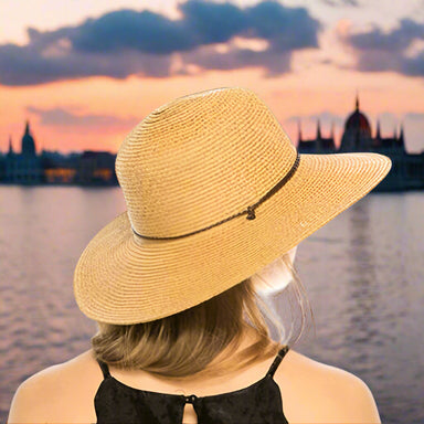 Classic Straw Sun Hat with Chin Cord, Medium and Large Size - Boardwalk Wide Brim Sun Hat Boardwalk Style Hats