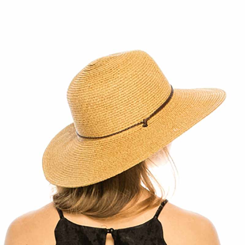 Classic Straw Sun Hat with Chin Cord - Large Size Women's Hats Black Heather / Large (59 cm)