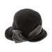 Knitted Wool Blend Cloche with Twisted Bow - DNMC Hats Cloche Boardwalk Style Hats da3169 Black Medium (57 cm) 