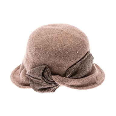 Knitted Wool Blend Cloche with Twisted Bow - DNMC Hats Cloche Boardwalk Style Hats da3169 Camel Medium (57 cm) 
