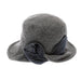 Knitted Wool Blend Cloche with Twisted Bow - DNMC Hats Cloche Boardwalk Style Hats da3169 Grey Medium (57 cm) 