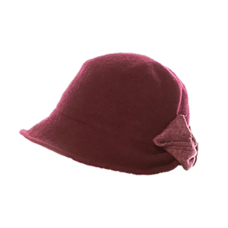 Knitted Wool Blend Cloche with Twisted Bow - DNMC Hats  display picture 3