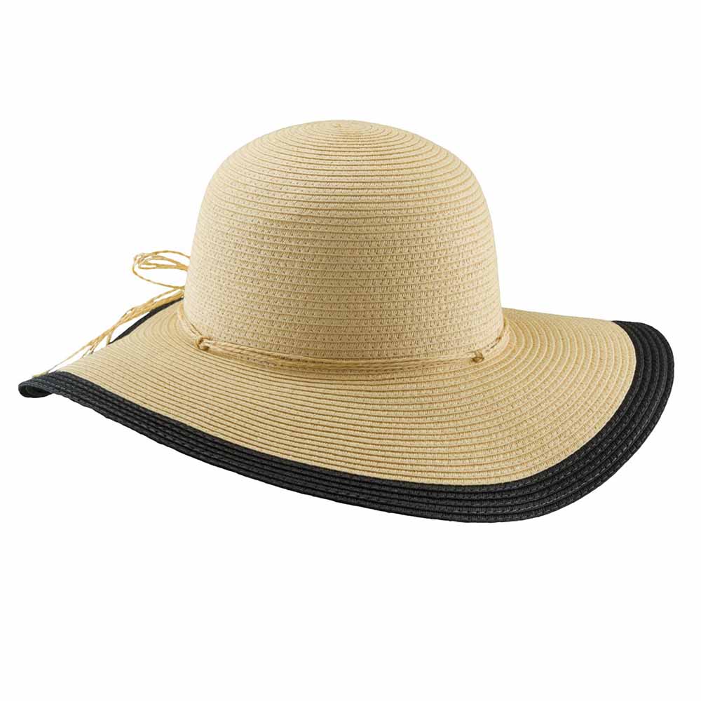 Straw Floppy Hat with Contrast Edge Brim Tropical Trends