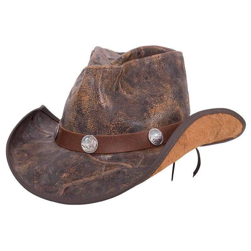 Head'n Home Crusher Outback Leather Hat up to XXL- Brown