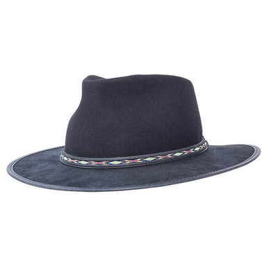 Bushwick Wool Felt Fedora Hat - American Outback Wool Hat Safari Hat Head'N'Home Hats  Black S (54-55 cm) 