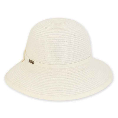 Butterfly Brim Summer Hat with Bow - Sun 'N' Sand Hat Cloche Sun N Sand Hats HH2392B Ivory Medium (57 cm) 