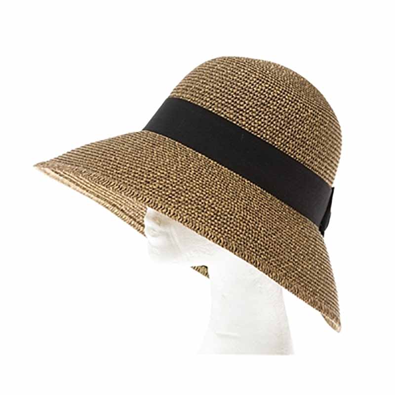 Butterfly Split Brim Sun Hat with Black Ribbon Band - Boardwalk Style Wide Brim Hat Boardwalk Style Hats    
