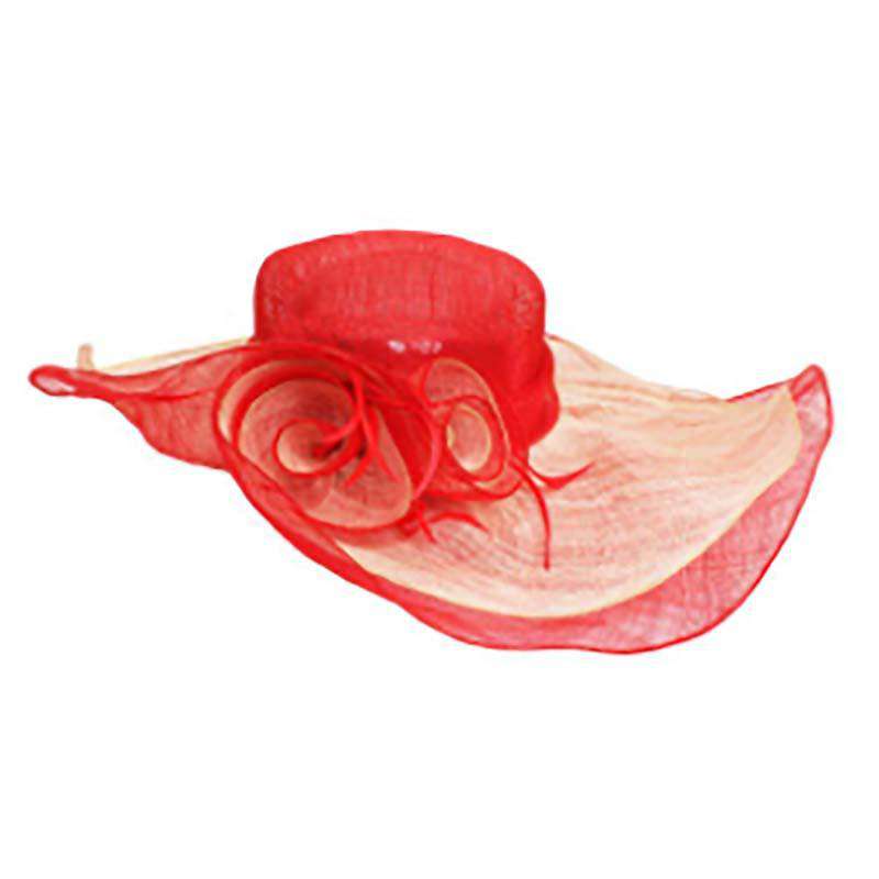 Lily Flower Sinamay Derby Hat Dress Hat Something Special Hat BY5204RI Red and Ivory  