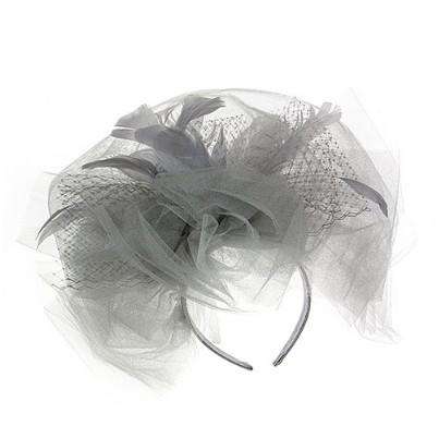 Large Horsehair and Feather Fascinator Fascinator Something Special Hat Fby5230SL Silver  