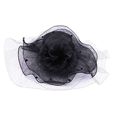 Large Sinamay Dress Hat with Netting Veil Dress Hat Something Special Hat by5605BK Black  
