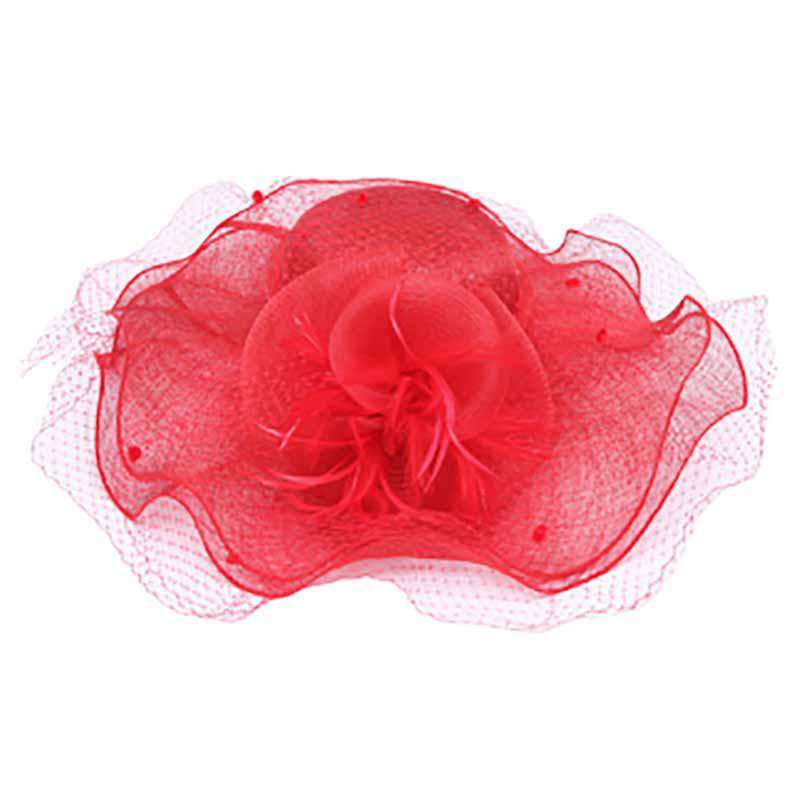 Large Sinamay Dress Hat with Netting Veil Dress Hat Something Special Hat by5605rd Red  