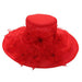 Organza Hat with Flower Bouquet Dress Hat Something Special Hat by5716RD Red  
