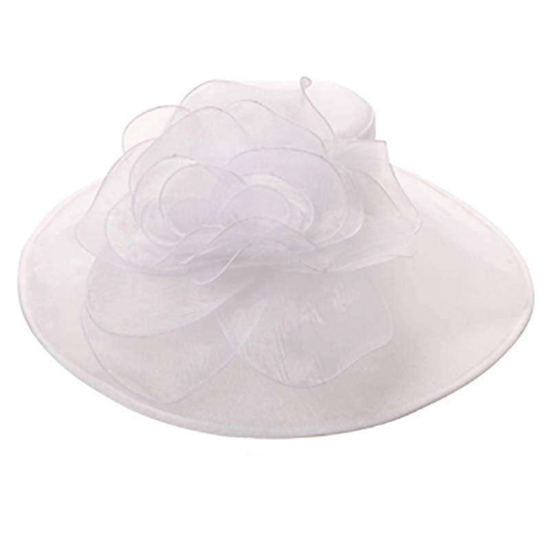 Organza Hat with Large Rose Accent, Dress Hat - SetarTrading Hats 