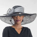 Calla Lily Adorned Black and Silver Wide Brim Sinamay Derby Hat - KaKyCO Dress Hat KaKyCO    