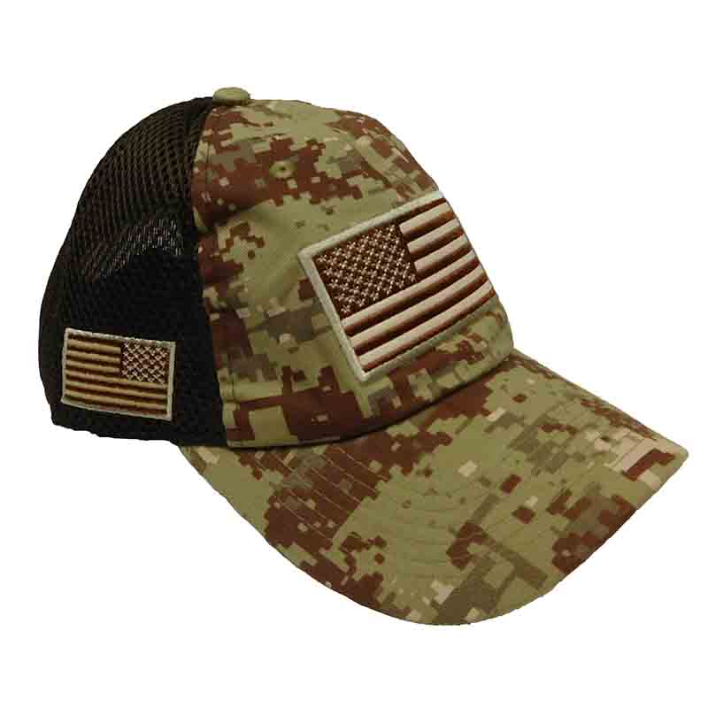 Camo USA Flag Caps with Mesh Back - HQ Cap Milani Hats    