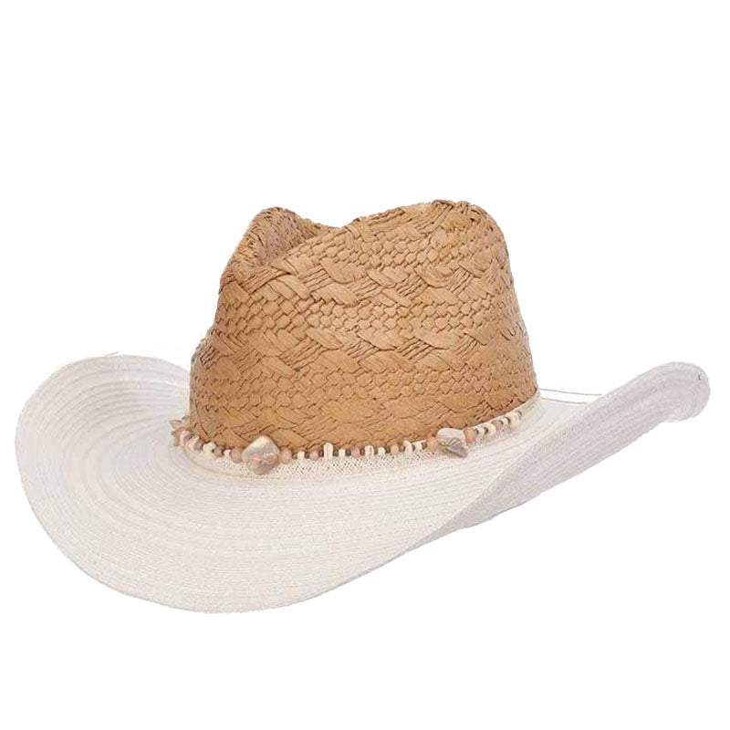 Caryne Toyo Straw Cowboy Hat with Contract Color Brim - Scala Hats Cowboy Hat Scala Hats    