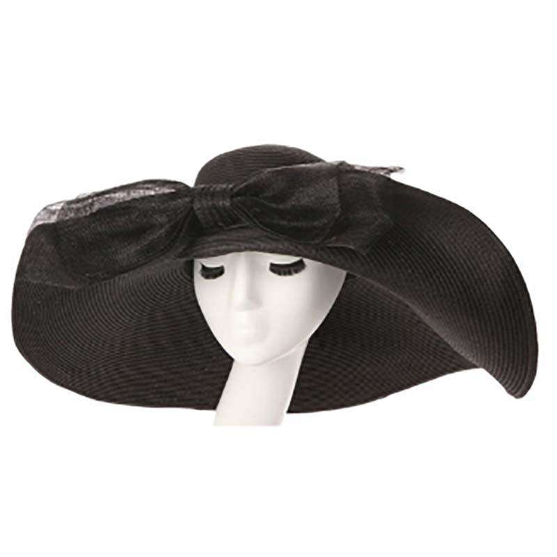 Large Brim Sun Hat with Sinamay Bow Floppy Hat Something Special Hat CB6708BK Black  