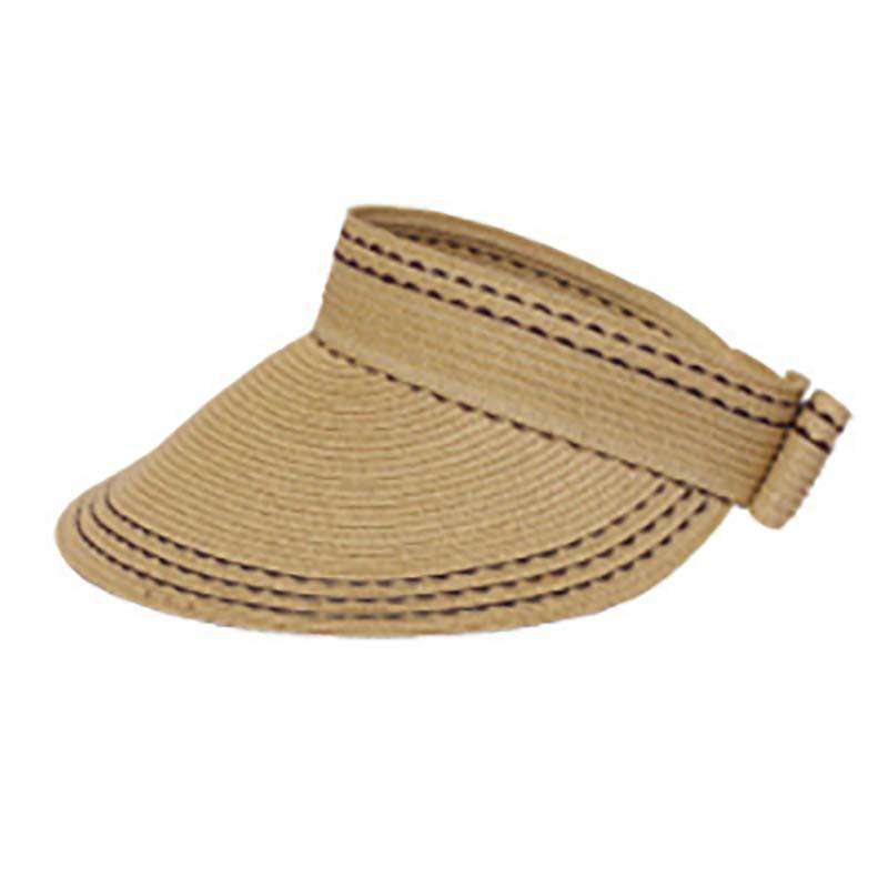 Rollup Sunvisor with Ribbon Accent Visor Cap Something Special Hat ch9544NT Natural  