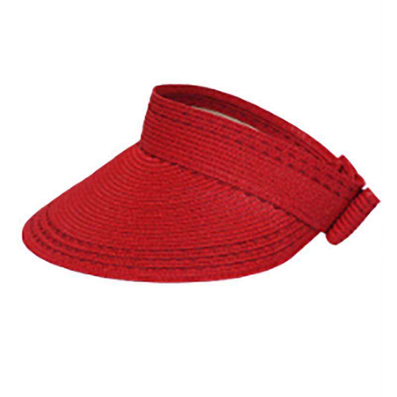 Rollup Sunvisor with Ribbon Accent Visor Cap Something Special Hat ch9544RD Red  