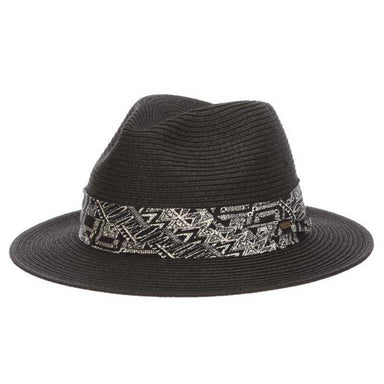 Fine Braid Safari Hat with 3-Pleat Cotton Band - Scala Hats Safari Hat Scala Hats ms451sm Black S/M (56 - 58 cm) 