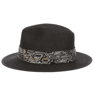 Fine Braid Safari Hat with 3-Pleat Cotton Band - Scala Hats Safari Hat Scala Hats ms451lx Black L/XL (59 - 61 cm) 