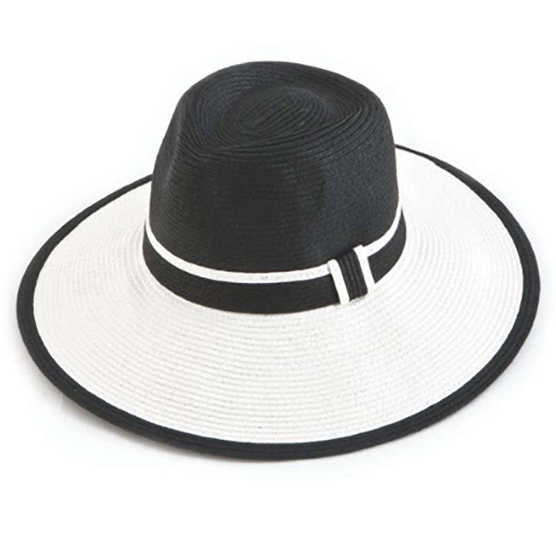 Two Tone Safari Style Straw Sun Hat Safari Hat Something Special Hat CL9303BK Black  