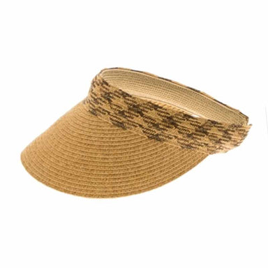 Clip On Sun Visor with Woven Straw Band - Boardwalk Style Visor Cap Boardwalk Style Hats DA1854nt Natural  