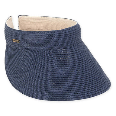 Comfort Clip On Straw Sun Visor in Solid Colors - Sun 'N' Sand Hats Visor Cap Sun N Sand Hats HH2425E Navy  