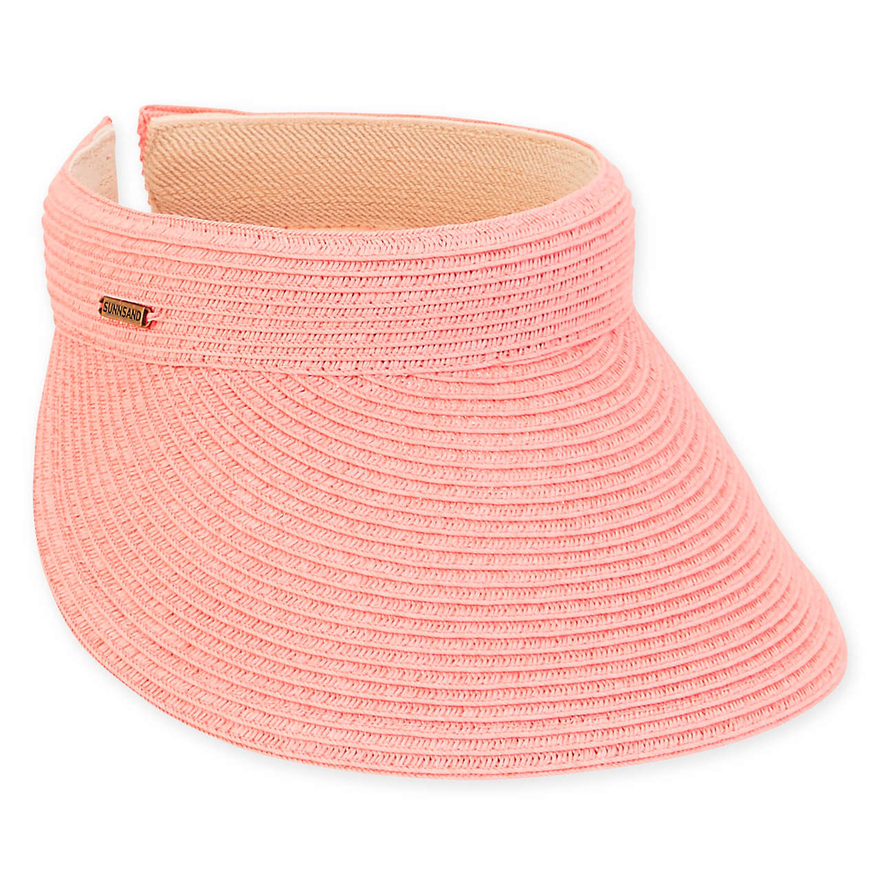 Comfort Clip On Straw Sun Visor in Solid Colors - Sun 'N' Sand Hats Visor Cap Sun N Sand Hats HH2425I Coral  