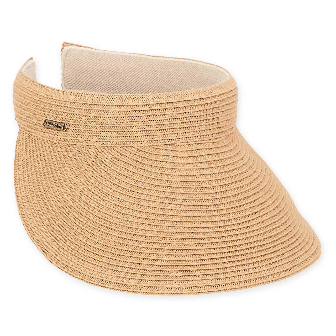 Comfort Clip On Straw Sun Visor in Solid Colors - Sun 'N' Sand Hats Visor Cap Sun N Sand Hats HH2425C Tan  