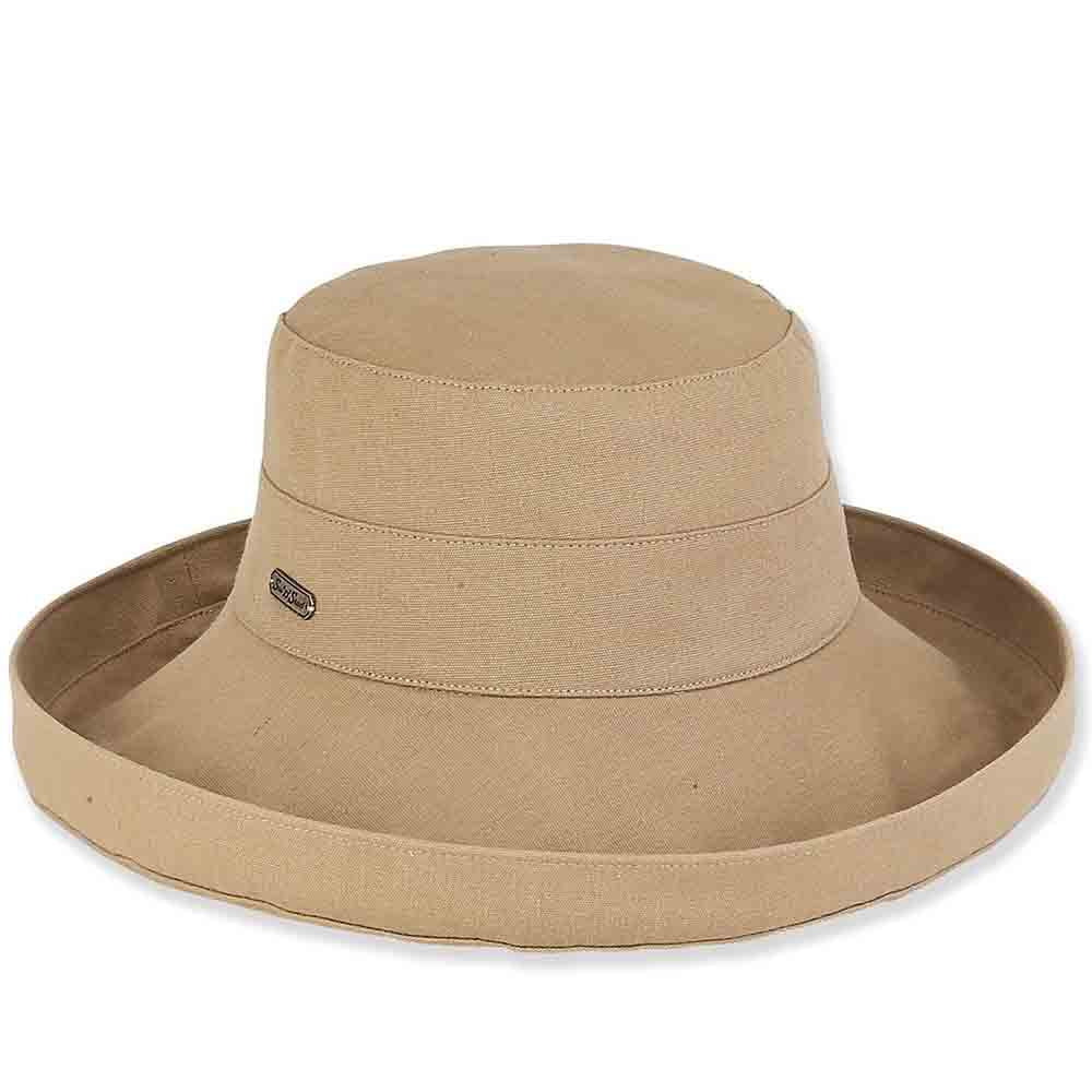 Classic Ladies Cotton Up Brim Hat - Sun 'N' Sand Hats Kettle Brim Hat Sun N Sand Hats hh1577D Khaki Medium (57 cm) 