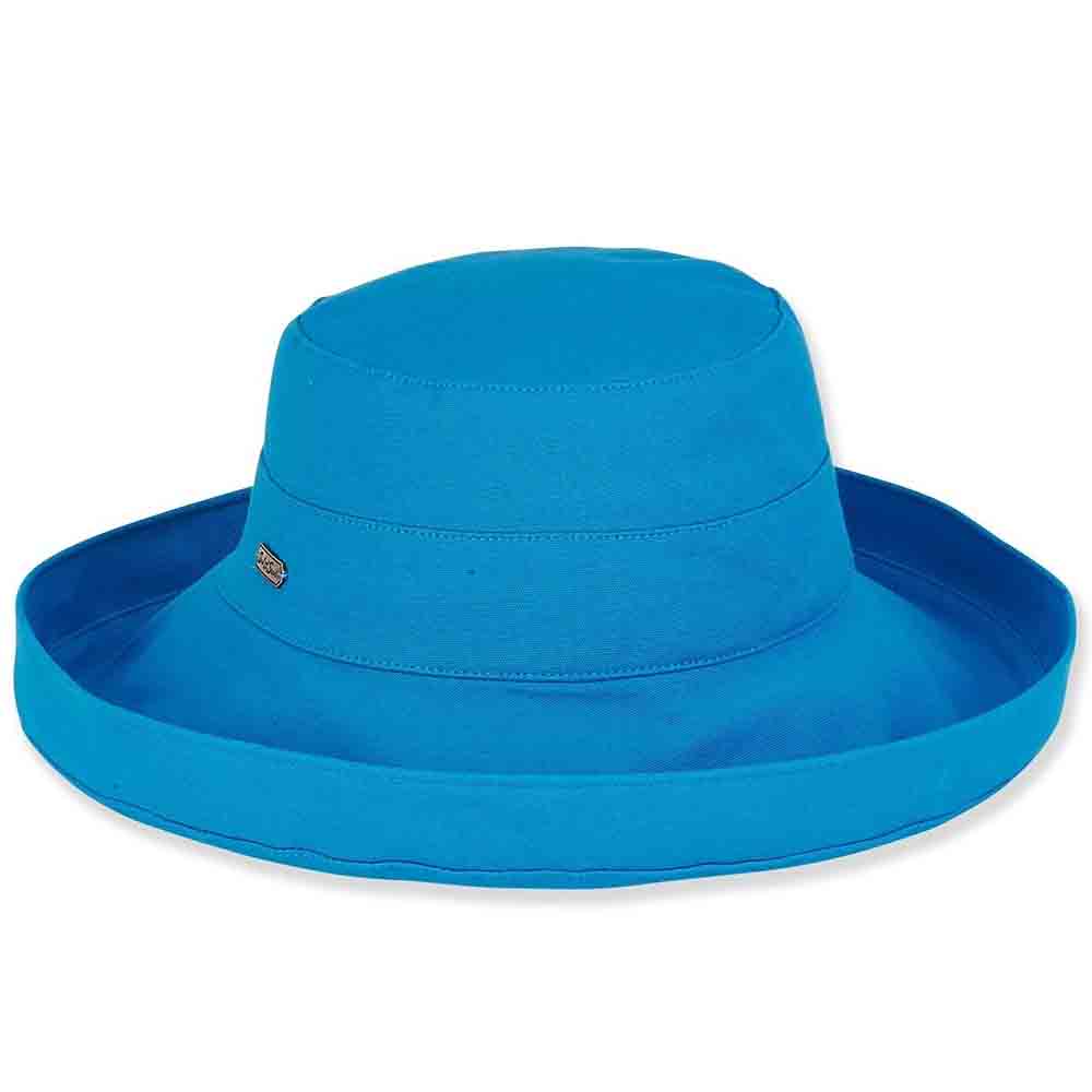 Classic Ladies Cotton Up Brim Hat - Sun 'N' Sand Hats Kettle Brim Hat Sun N Sand Hats hh1577L Royal Blue Medium (57 cm) 
